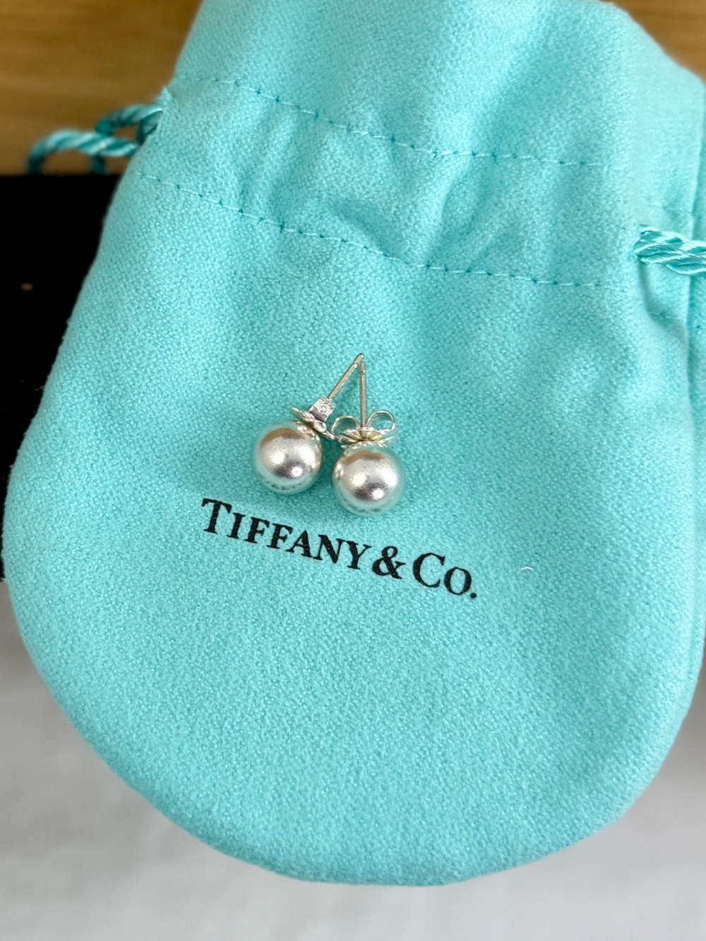TIFFANY & CO. Sterling Silver HardWear Ball Stud Post Earrings, 8 mm w/ COA